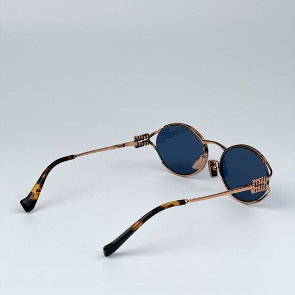 Miu Miu MU52YS ZVF1V1 BRAND NEW Sunglasses Pink Gold Dark Blue  Oval Unisex